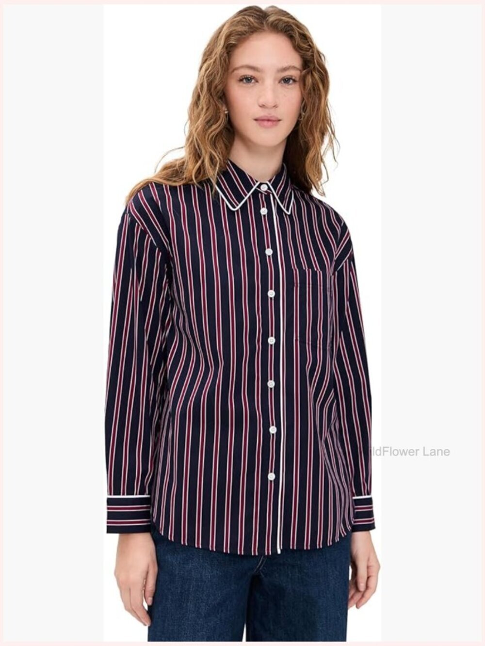 Madewell Long Button Up Shirt in Stripe Poplin
